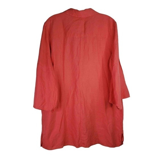 Soft Surroundings Ballard Blouse Top Linen Blend Sunset Coral Womens Large - Picture 4 of 10